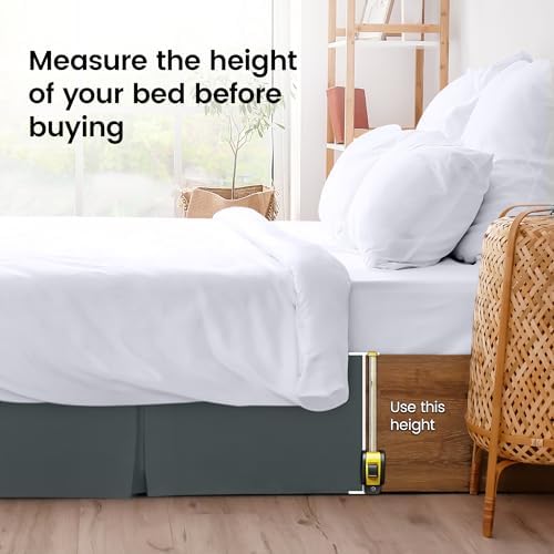 Twin Bed Skirt, Hides Under-Bed Storage 15 Inch Drop, Pleated, Grey - Image 4