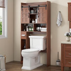 Halitaa Over The Toilet Storage Cabinet with Sliding Doors,Walnut by Halitaa