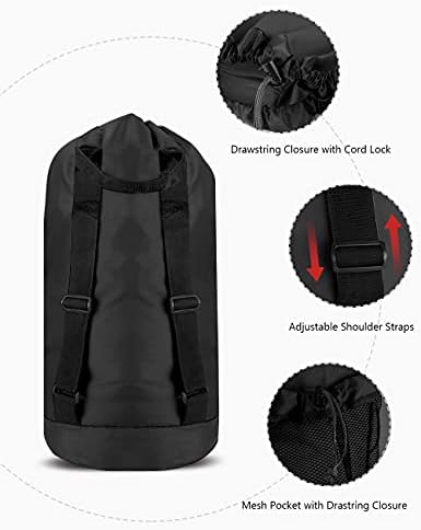 Dalykate Backpack Laundry Bag, 115L Large Hamper with Shoulder Straps, Drawstring Closure, Mesh Pocket, Black - Image 3