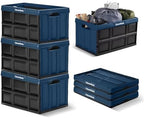 CleverMade Collapsible Storage Bins, 62L 3 Pack, 100 lb Stackable, Ocean by CleverMade