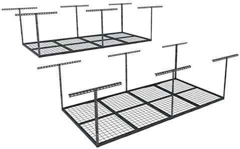 FLEXIMOUNTS 4x8 Overhead Garage Ceiling Storage Rack, 2 Pack, Hammertone by FLEXIMOUNTS