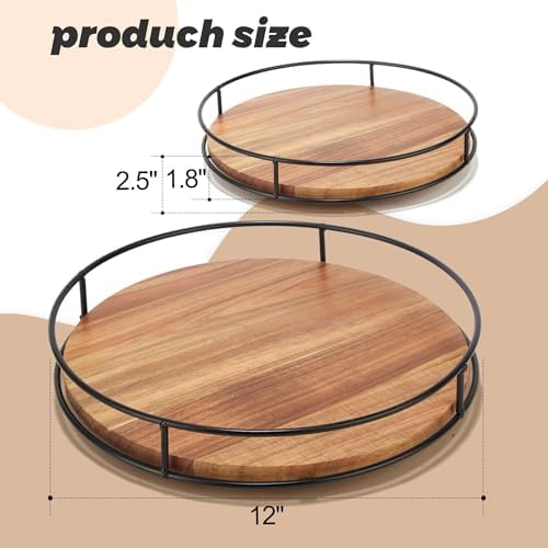 12" Acacia Wood Lazy Susan,360° Lazy Susan for Countertop or Dining Table - Image 3