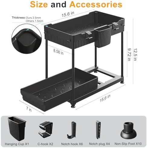 Sevenblue 2-Pack 2-Tier Under Sink Organizers with Sliding Drawers - Image 6