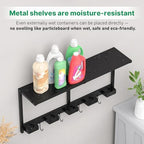 CCCEI Broom and Mop Wall Mount with Shelf, Laundry Room Cleaning Tools Organization Hanging Rack with Hooks, Bathroom, Garage, Garden Organizers and Storage. All Metal, Black, 1 Pack. - Image 5