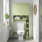 AKMAKM 31" W Over the Toilet Storage Cabinet with Fluted Door, Green Bathroom Organizer with Adjustable Shelf, 67''H Tall Natural Toilet Paper Holder Stand Wave Door for Restroom, Laundry Room by Akmakm