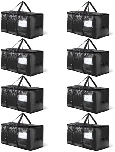 CONGREGATE 8-Pack packing bags for moving with Zippers and Handles, Heavy Duty Storage Handbags for Space Saving, Made of PE, 97 Liters/25.6 Gallons (28.7 Inch x 13.7 Inch x 15 Inch) by CONGREGATE