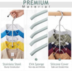 Ripeng Space Saving Clothes Hanger 8 Packs 5 in 1 Multi Layer Anti Slip Metal Heavy Duty Stainless Steel Sweater Shirt Clothes Hangers Closet Storage Organizer (Gray, Style 1) - Image 3
