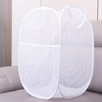 2 Pack Laundry Basket,Foldable Mesh Popup Laundry Hamper with Durable Handle,Easy to Open and Fold for Dorm, Laundry Room, Bedroom, RV(White+ White)… - Image 3