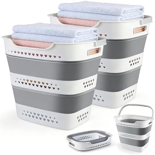 Collapsible Laundry Baskets 42L 2 Pack Pop Up Clothes Hamper for Laundry by ALYSTER