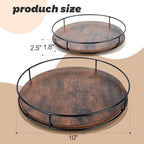 10" Rustic Brown Wood Lazy Susan,360° Decorative Turntable for Countertop - Image 3