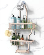 YASONIC Never Rust Shower Caddy Hanging, Aluminum Shower Racks for Inside Shower, 3-Tier Shower Organizer Hanging Over Shower Head with Hooks and Soap Holder, Rose Gold by YASONIC
