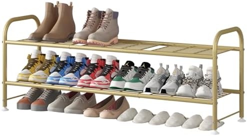 LINZINAR 2 Tier Long Shoe Rack for Closet Metal Shoe Organizer for Entryway by LINZINAR