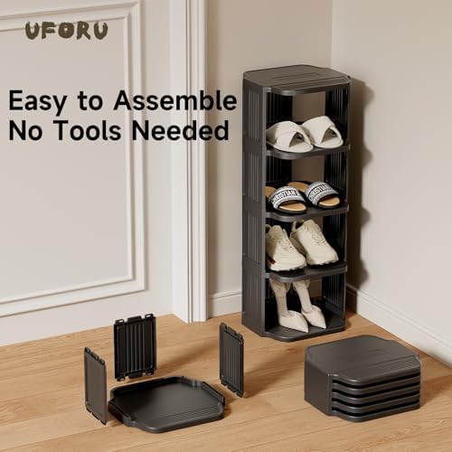 UFORU 6-Tier Small Vertical Shoe Rack,Plastic Shoe Organizer,Narrow Spaces - Image 5