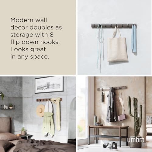 Umbra Flip Coat Rack, Wall Mount 8-Hook, Space Saving, White - Image 4