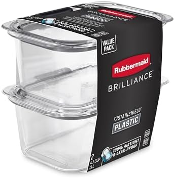 Rubbermaid Brilliance BPA-Free Food Storage Containers, Medium Deep, 4.7 Cup, Airtight & Leak-Proof, Microwave & Dishwasher Safe, 4 Count (Pack of 2) - Image 5