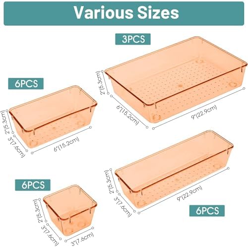 25 PCS Plastic Drawer Organizer Set, Makeup Organizers and Storage Bins - Image 2