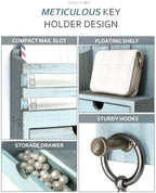 Rebee Vision Key Holder Wall Mount with Shelf for Entryway, Distressed Blue - Image 3