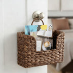 PINXIURY Magazine Holder Wall Basket Water Hyacinth Woven Mail Organizer, Wicker Wall Hanging Baskets for Magazines, Letters & Storage Decorative Mail Holder, Magazine Rack, Hanging Basket, Coffee - Image 4