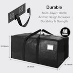 6 Pack Heavy Duty Extra Large Moving Bags W/Backpack Straps - Strong Handles & Zippers, Storage Totes For Space Saving, Fold Flat, Alternative to Box and Bin (40 gal, Black) - Image 2