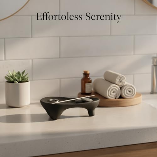 Small Item Catch-All Tray for Rings and Keys, Geometric Ceramic Organizer Dish with Raised Edges, Modern Minimalist Decor for Nightstand or Entryway (Black/White) - Image 3