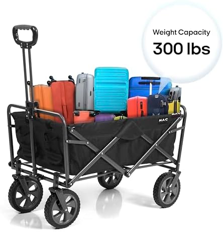 Mac Sports Collapsible Folding Outdoor Utility Wagon, Black - Image 2