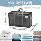 VENO 2 Pack Heavy Duty Moving Bags, Extra Large Storage Bags with Reinforced Handles & Strong Zippers, Foldable & Reusable Moving Box Alternative for Clothes & Dorm Storage - Image 4