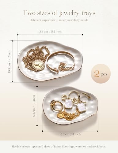 AISBUGUR Jewelry Dish Set of 2, Large Jewelry Tray for More Jewelry Ring Dish Jewelry Bowl with Beautiful Package and Greeting Card Perfect for Birthday Gifts for Women - Image 2