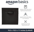 Amazon Basics Collapsible Fabric Storage Bins Organizer with Handles, Sturdy, Foldable, 10.5" x 10.5" x 11", Black, 6-Pack - Image 2