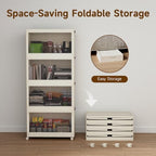 Collapsible Storage Bins with Lids and Front Doors, Heavy-Duty Stackable Plastic Organizers, Folding Utility Storage Boxes for Garage, Office, Pantry and Home (2, White, 30 Gal/Rack) - Image 5
