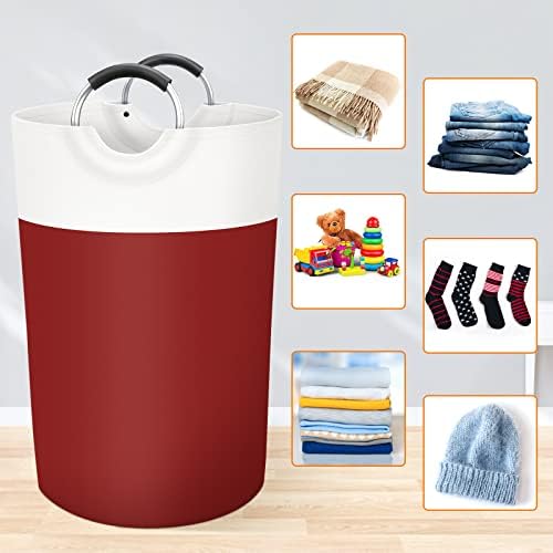 BlissTotes 115L Laundry Basket, Freestanding Collapsible Hamper, Red - Image 4