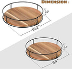 [ 2 Pack ] 9" & 10" Acacia Wood Lazy Susan Organizers with Steel Sides - Image 2