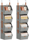 Homsorout Hanging Closet Organizer 4 Tier - Clothes Hanging Shelves, Space-Saving Closet System, Fabric Storage Bins Bedroom Organization, Collapsible Baskets for Home, Dorm, Rv, Grey, 8 Pack by Homsorout