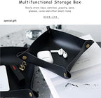 Valet Tray, Leather Tray, Small Catchall Tray, Foldable Jewelry Travel Organizer, Suitable for Travel, Storage, Nightstand, Home or Office (Black-S) - Image 4