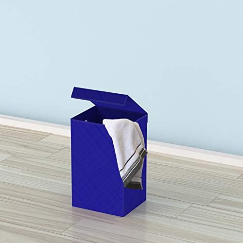 Simple Houseware Foldable Laundry Hamper Basket with Lid, Dark Blue - Image 3