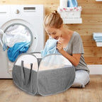 2 Pack Collapsible Laundry Baskets, 90L Large Foldable Laundry Basket, Pop Up Hampers for Laundry, Dirty Clothes Laundry Hamper for Bedroom, Bathroom, Dorm, Laundry Room, Travel or Camping Grey - Image 2