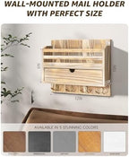 Rebee Vision Farmhouse Mail Organizer Wall Mount for Entryway, Natural Wood - Image 6