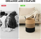 Laundry Basket Hamper Tall Rope Storage Woven for Blanket toys Dirty Clothes in Living Room Bathroom Bedroom (Jute Brown & Black, 60L/15.8Gal) - Image 5