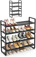 SAYZH Expandable Shoe Rack for Closet, Adjustable Metal Shoe Organizer with Sturdy Mesh Shelves for Boots & Heels, Stackable Shoe Storage for Entryway, Garage, Small Spaces (Black, 4-Tier) by SAYZH