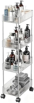 Sooyee Slim Rolling Storage Cart, 4 Tier, Clear by Sooyee