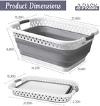2 Pcs Collapsible Laundry Baskets, 11 Gallon 42L Collapsible Laundry Clothes Hamper, Foldable Laundry Hamper with Non-Slip Handles, Portable Space Saving Pop-Up Laundry Hamper Container (Grey-White) - Image 2