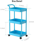 Volnamal Diaper Caddy, 3 Tier Rolling Cart for Baby Essentials, Blue - Image 3