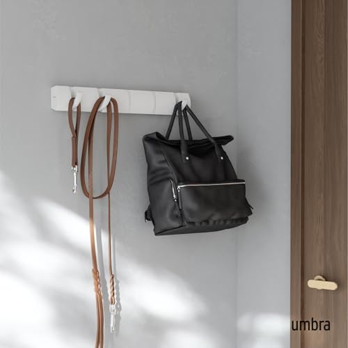 Umbra Flip Coat Rack, Wall Mounted 5-Hook Space Saving, White - Image 2