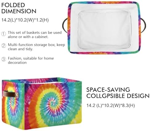 Tie-Dye Rectangular Storage Basket Organizer Bin Shelf Baskets For Clothes Gifts For Home Office Dorm - Image 3