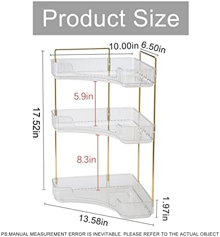 INVSSENE Corner Bathroom Countertop Organizer, Vanity Trays for Counter, Makeup Organizers, Perfume Tray, Kitchen Spice Rack, (Clear, 3 Tiers) - Image 2