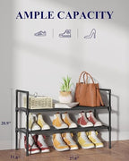 Kitsure Shoe Rack for Closet, Shoe Organizer, 27.6" Wide - 2 Tier, Black | Shoe Storage for Closet, Entryway, Easy- Assembly& Space-Saving Shoe Shelf with Side Handle, Closet Organizer - Image 2