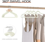Ivory Velvet Hangers 60 Pack, Slim Space Saving Suit Hangers for Closet Organizer, Rotating Silver Hook, Non Slip Clothes Felt Hanger Heavy Duty for Coat,Shirt, Pants, Camisole, Dress - Image 4