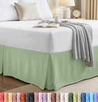 King Bed Skirt, Hides Under-Bed Storage 16 Inch Drop, Pleated, Sage by UTOPIABEDDING