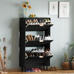 Shoe Cabinet Storage,Modern Freestanding Organizer with 3 Flip Drawers,Narrow Shoe Rack Cabinet for Entryway,Black - Image 6