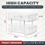 Masirs 2-Tier Clear Pull-Out Drawer Organizer - Sleek, Compact & Sturdy Makeup and Closet Organizer - Easy Assembly Kitchen Storage Solution, Ideal for Makeup, Tools, Medicines & Snacks - Image 3
