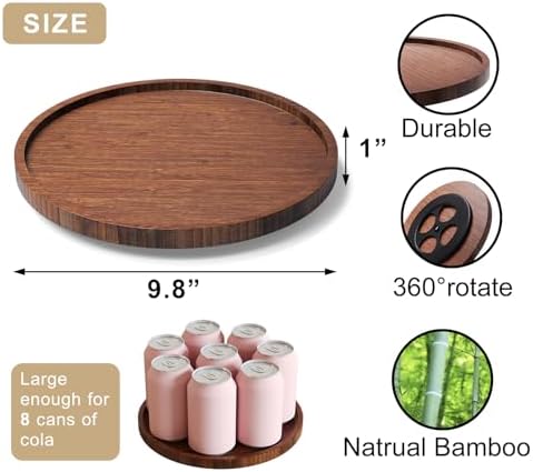 VERTORGAN Lazy Susan Bamboo Organizer for Kitchen,Cabinet,Middle(Brown) - Image 6
